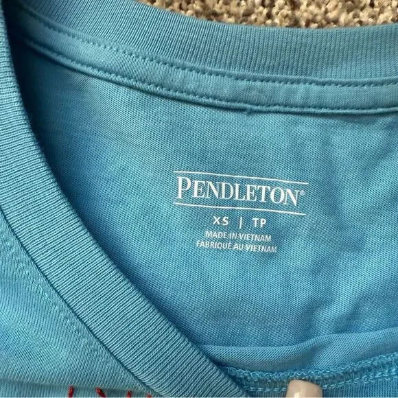 Pendleton deschutes embroidered tee, XS blue New with Tags NWT COTTON - Picture 5 of 10